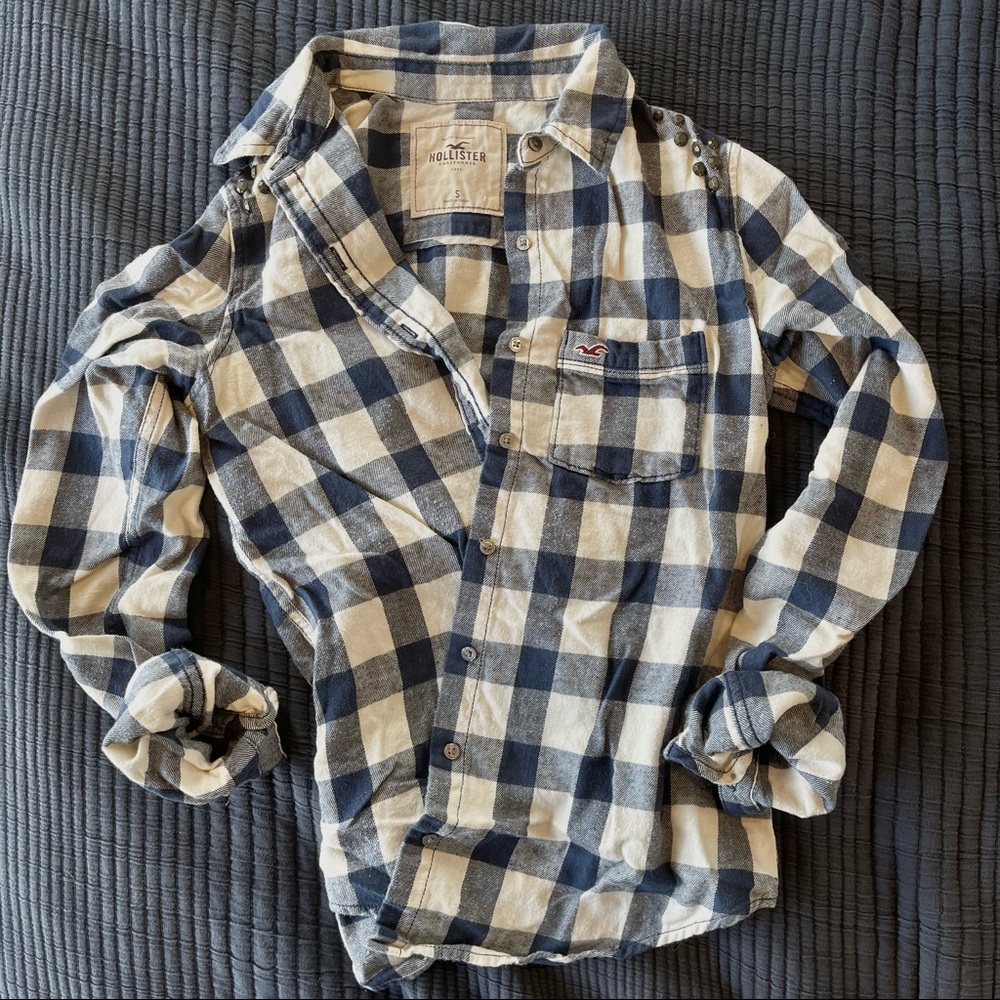 Hollister Navy Flannel Button Down